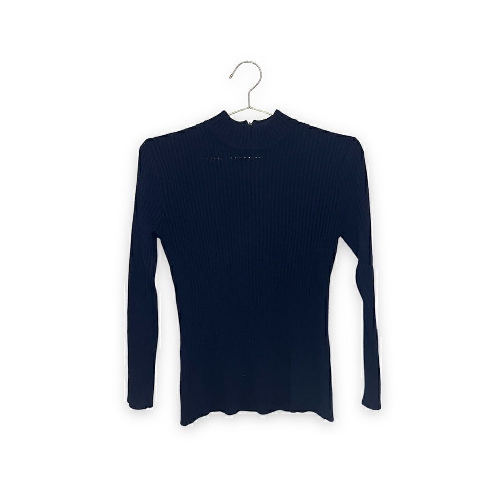 St. John Basics Mock Neck Ribbed Long Sleeve Top
